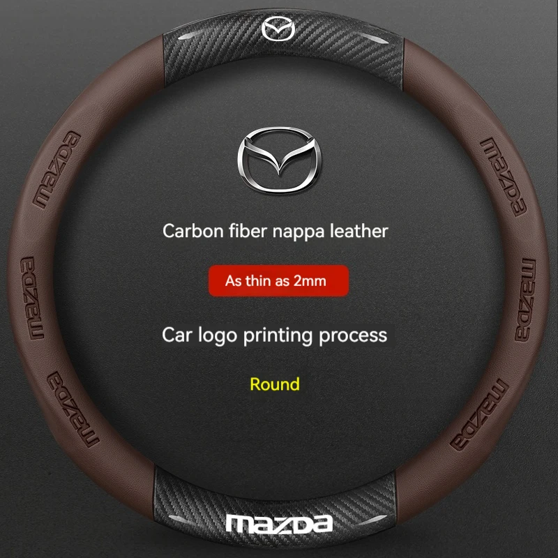 

Для Mazda 3 5 6 SKYACTIV Axela Atenza CX30 CX5 CX8 CX9 MX5 RX8 RX7 BT50 Кожаный чехол на руль автомобиля из углеродного волокна, аксессуары