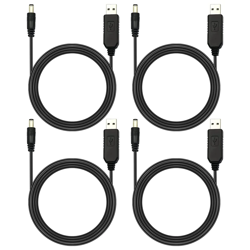 

4PCS USB DC 5V To DC 12V Step Up Converter Cable With DC Jack 5.5 X 2.1Mm,USB Boost Cable