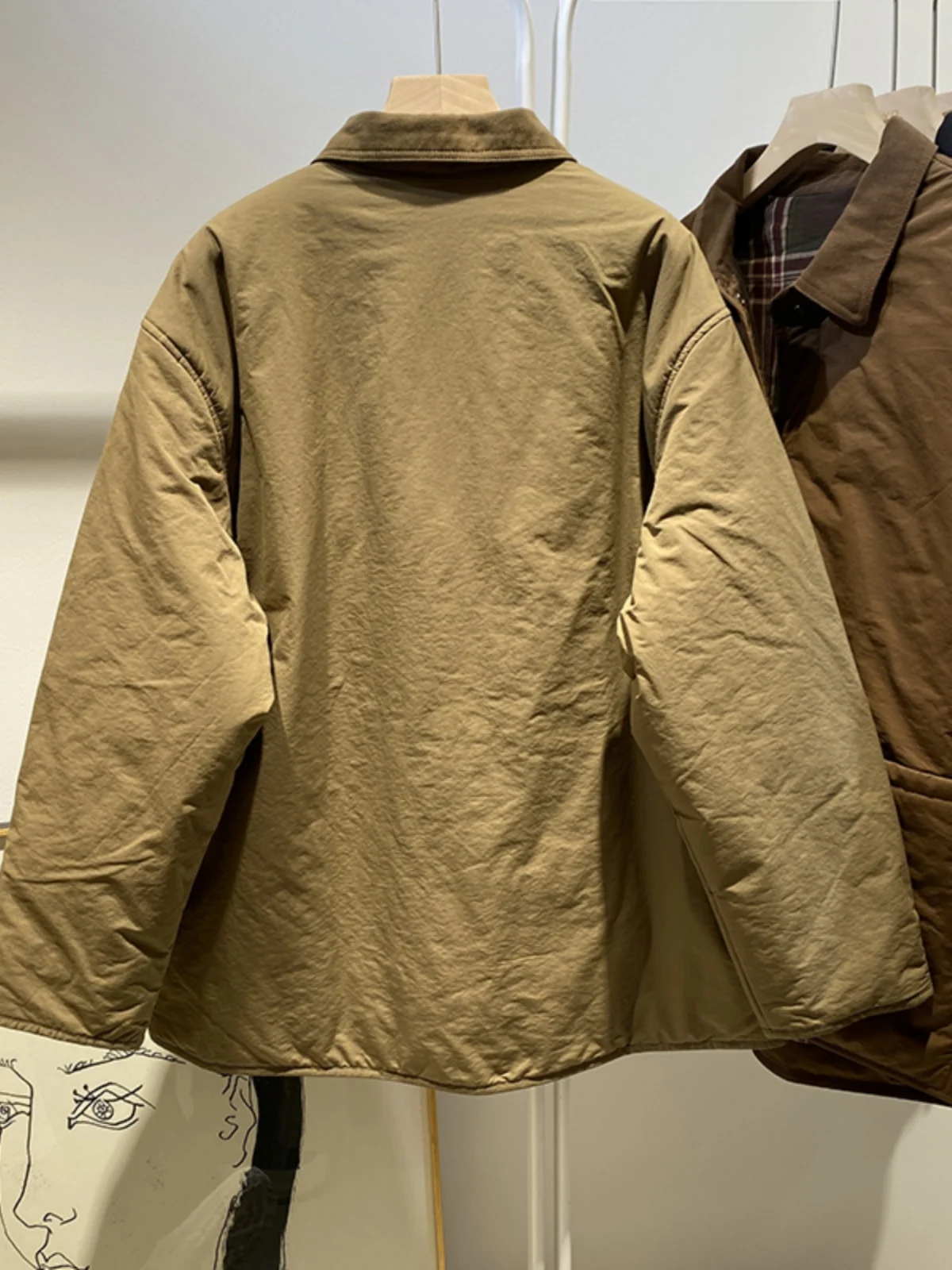 Contrast Color Lapel Hidden Hook Cotton-Padded Coat Outerwear Women 2024 Winter Loose Casual Large Pocket Cargo Jacket Cotton...