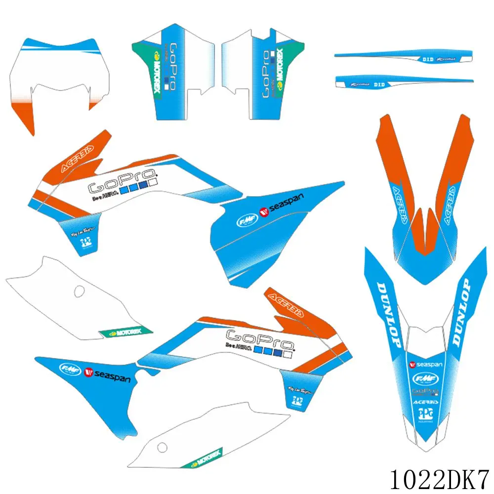 

For KTM EXC EXC-F 125 250 300 350 450 2014 2015 2016 Full Graphics Decals Stickers Motorcycle Background Custom Number Name