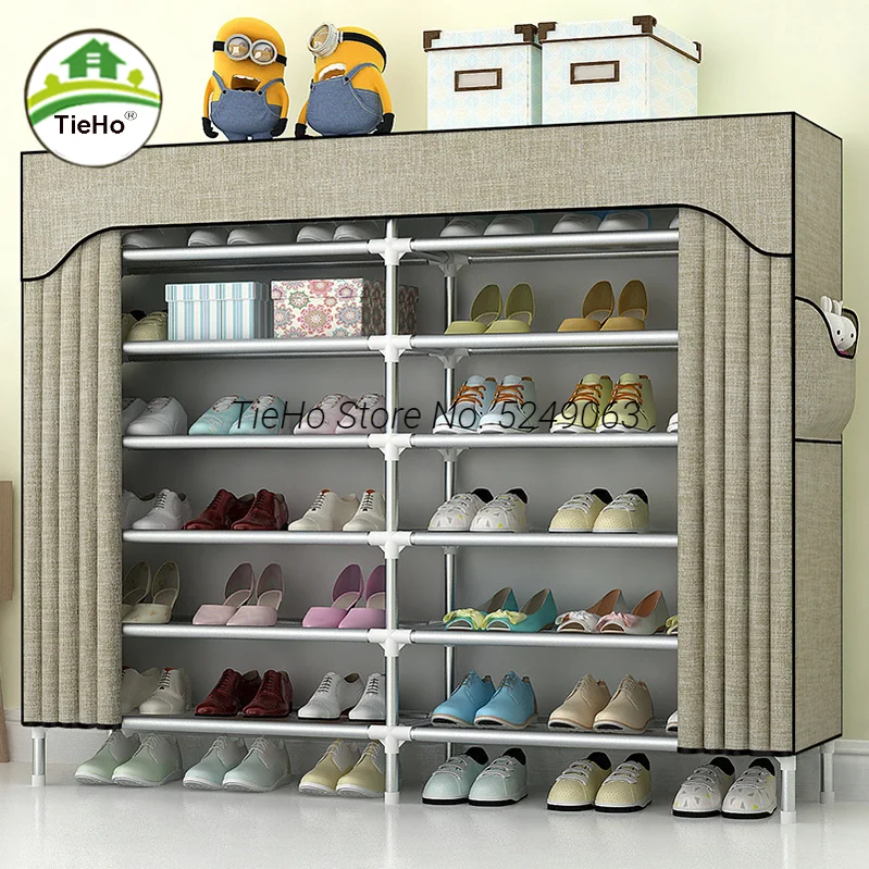

Simple Shoe Cabinet Plastic Steel Frame Assembly Multi-functional Colorful Storage Shoe Rack Double Single Row Sholder Shelf