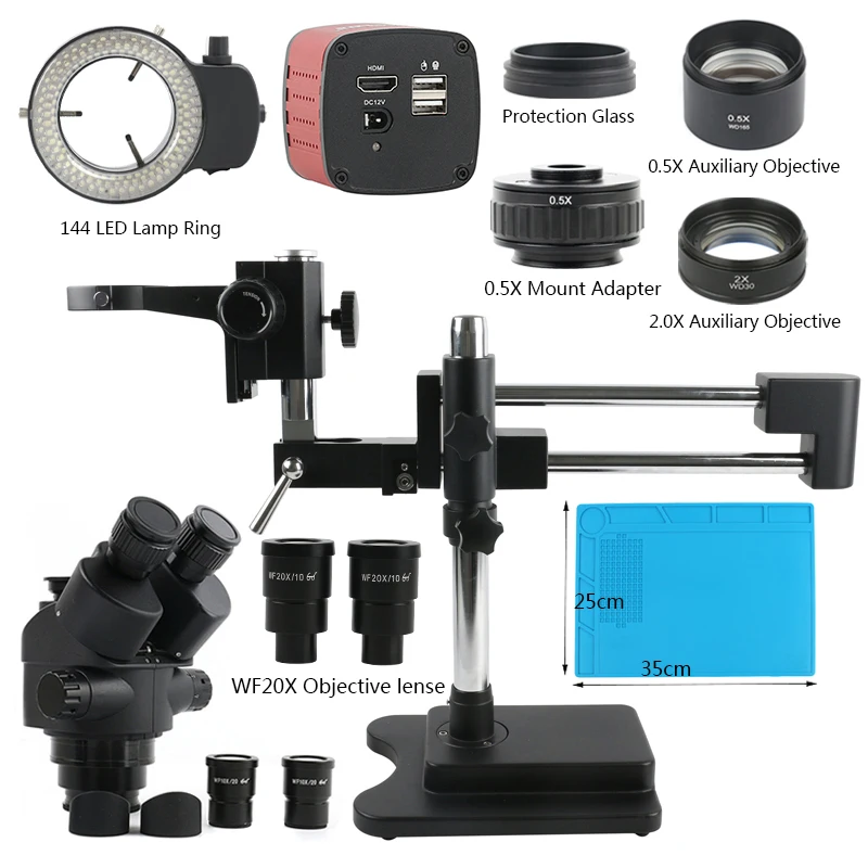 

3.5X-90X 180X Continuous Zoom Simul Focal Trinocular Stereo Microscope 4K UHD HDMI Camera Barlow Lens For Dental Surgery