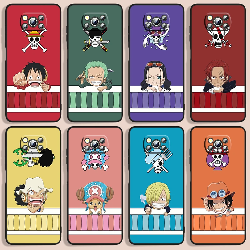 

Japanese anime One Piece Phone Case For Xiaomi Poco F1 X2 F2 X3 C3 M3 F3 X4 M4 F4 Pro 5G 4G NFC GT Black luxury Silicone Back