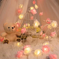 artificial rose led flower lights usbbattery powered fairy string lights garland christmas tree decoration wedding party decor