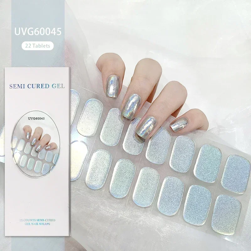 22Tips Nude Semi-Gehärteter Gel-Nagelpflaster, Schieber, selbstklebend, wasserdicht, langlebig, Aurora Full Cover Gel-Nagelaufkleber, UV-Lampe erforderlich – Detail 7