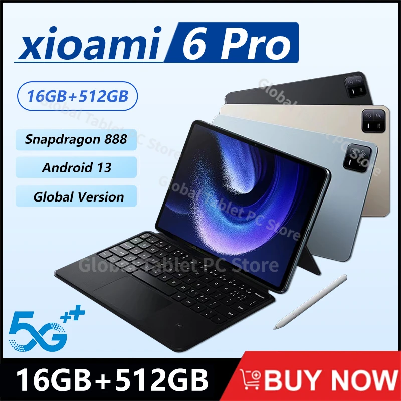 

Планшет Global Original Pad 6 Pro, Android, 16 ГБ + 512 ГБ, Восьмиядерный процессор Snapdragon 888, Android, HD экран 11 дюймов, стандартный планшетный ПК Mi Pad