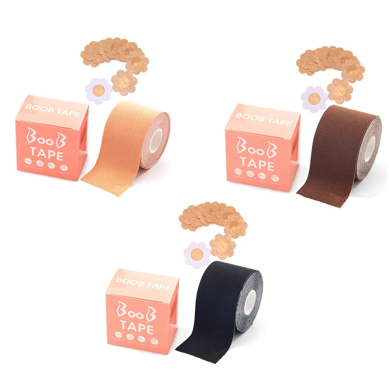 

1 Roll Boob Tape 10pcs Flower Petal Disposable Nipple Cover Set Women Adhesive Breast Lift Push Up Pasties Sticky Bra