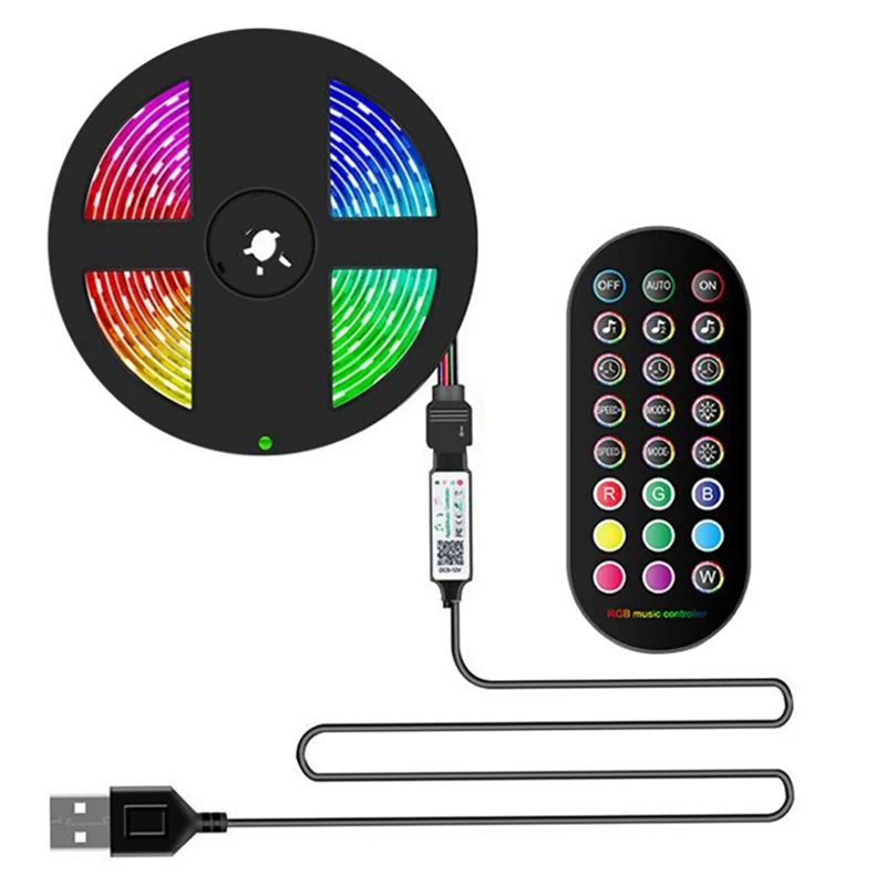 

HOT-LED Lights With Color Changing Music Sync RGB Lights 5050SMD APP Control With Remote Control For Home Party 3 Meter