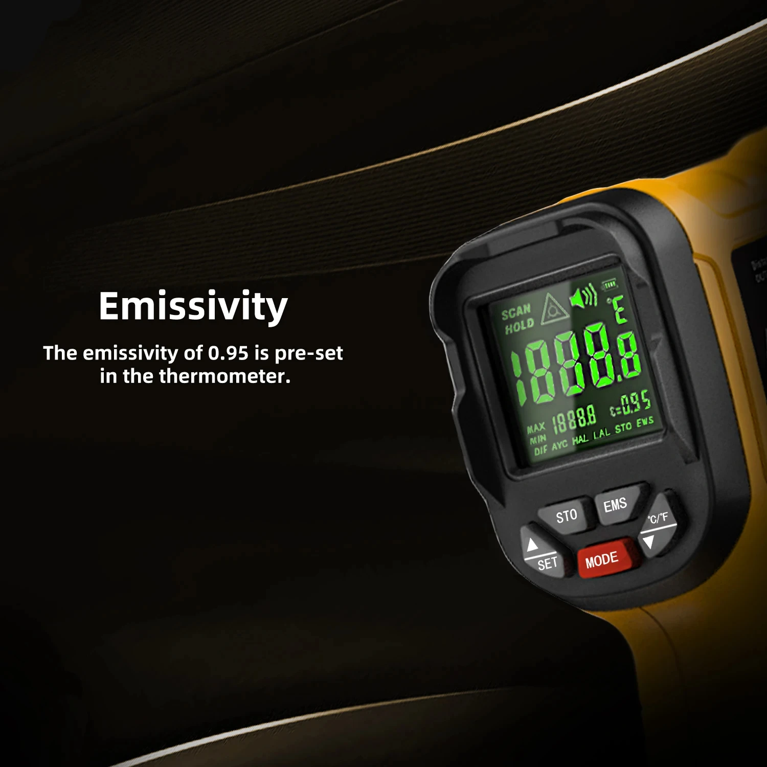 Профессиональный Инфракрасный Термометр-пистолет -50 ~ 1400 ° C Ручной Цифровой