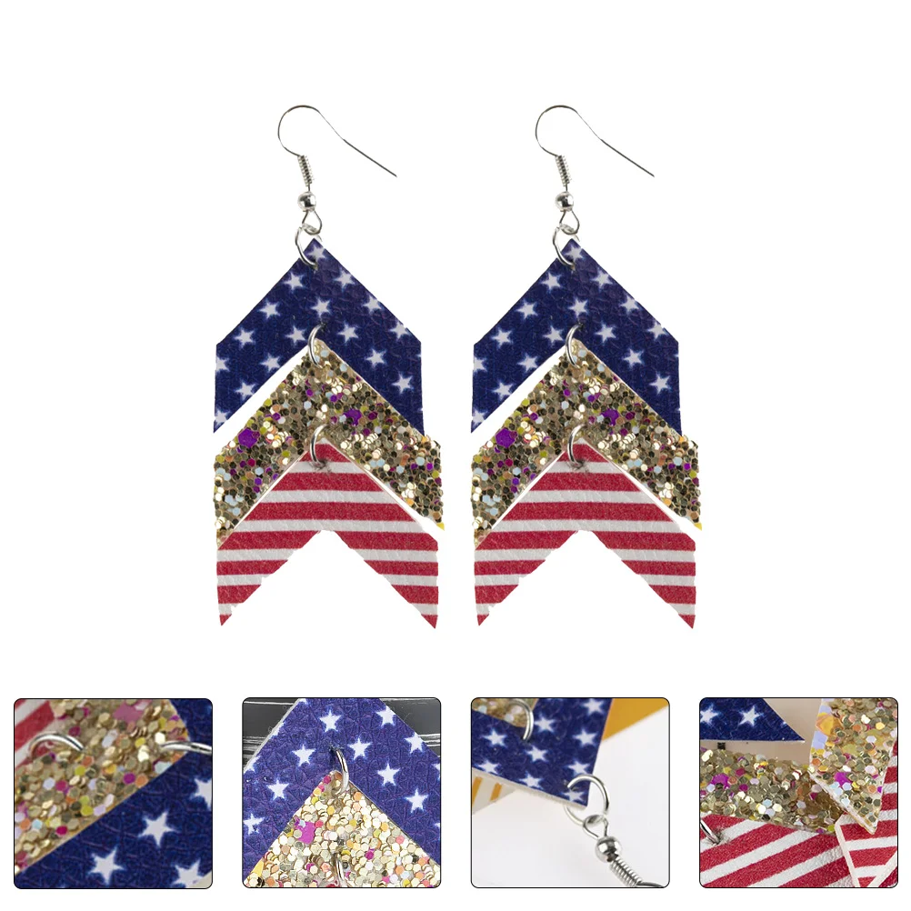 

Earrings Earring Flagwomen Creative Ear Pu American Us Proposal Engagement Wedding Pendants Jackets Decorative Patriotic Dangler