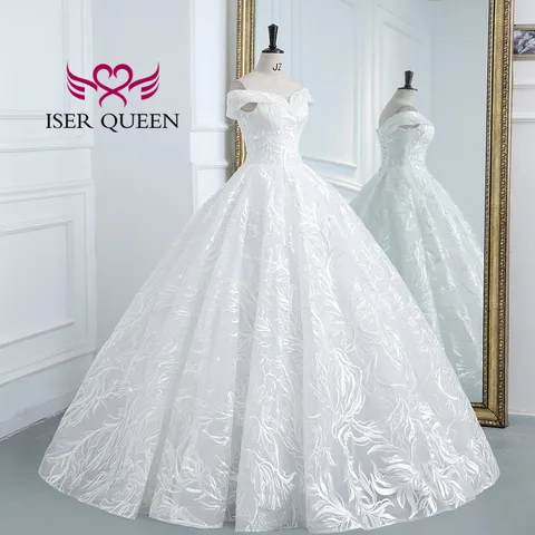 V neck Off Shoulder Beatiful Lace Wedding Dresses 2023 Europe New Ivory Color Plus Size Quality Wedding Gowns For Bride WX0317