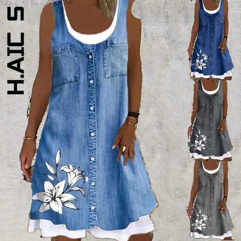 

H.Aic S New Dress Women Daily Patchwork Print Knee Length Dress Elastic Robe Elegant Simple Vestidos Dresses Woman Female