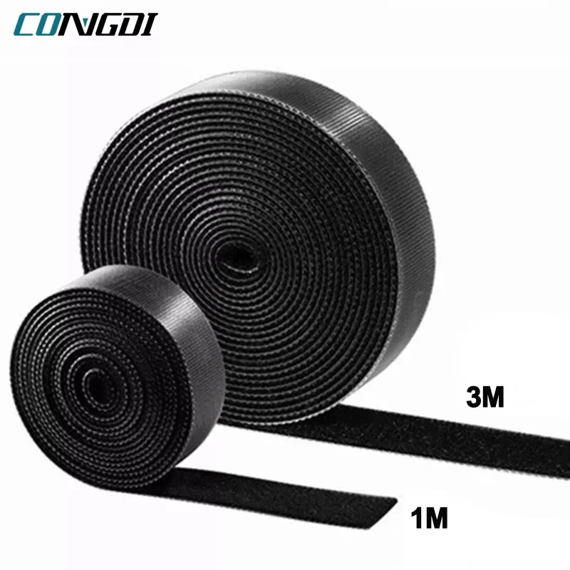 

1M/3M Reusable Cable Organizer Mouse Wire Earphone Cable USB Charger Cord Management Black Nylon Magic Tape Tie Cable Winder