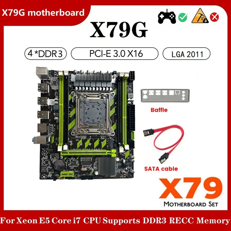 

Материнская плата X79G + кабель SATA + рамка LGA2011 4XDDR3 RECC слот M.2 NVME PCI-E X16 6XUSB2.0 SATA3.0 материнская плата для серверов