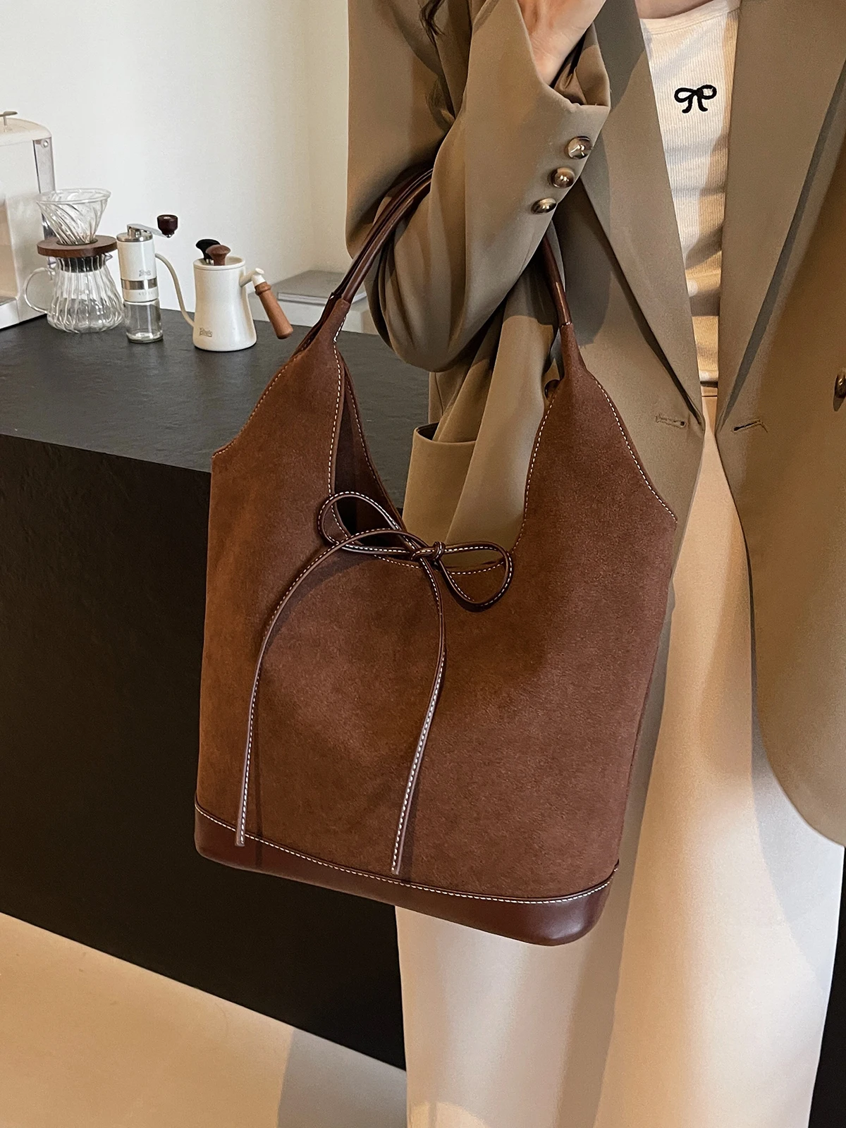 Винтажная матовая Вместительная женская сумка осенне-зимняя сумка-тоут из