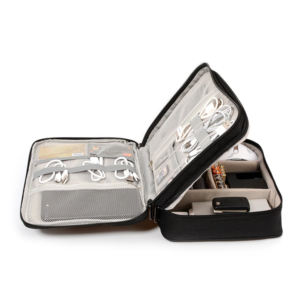 

Органайзер для кабелей, дорожная сумка для электронных аксессуаров, сумка для переноски, трехслойная сумка для iPad Mini Kindle, жестких дисков, зарядное устройство USB