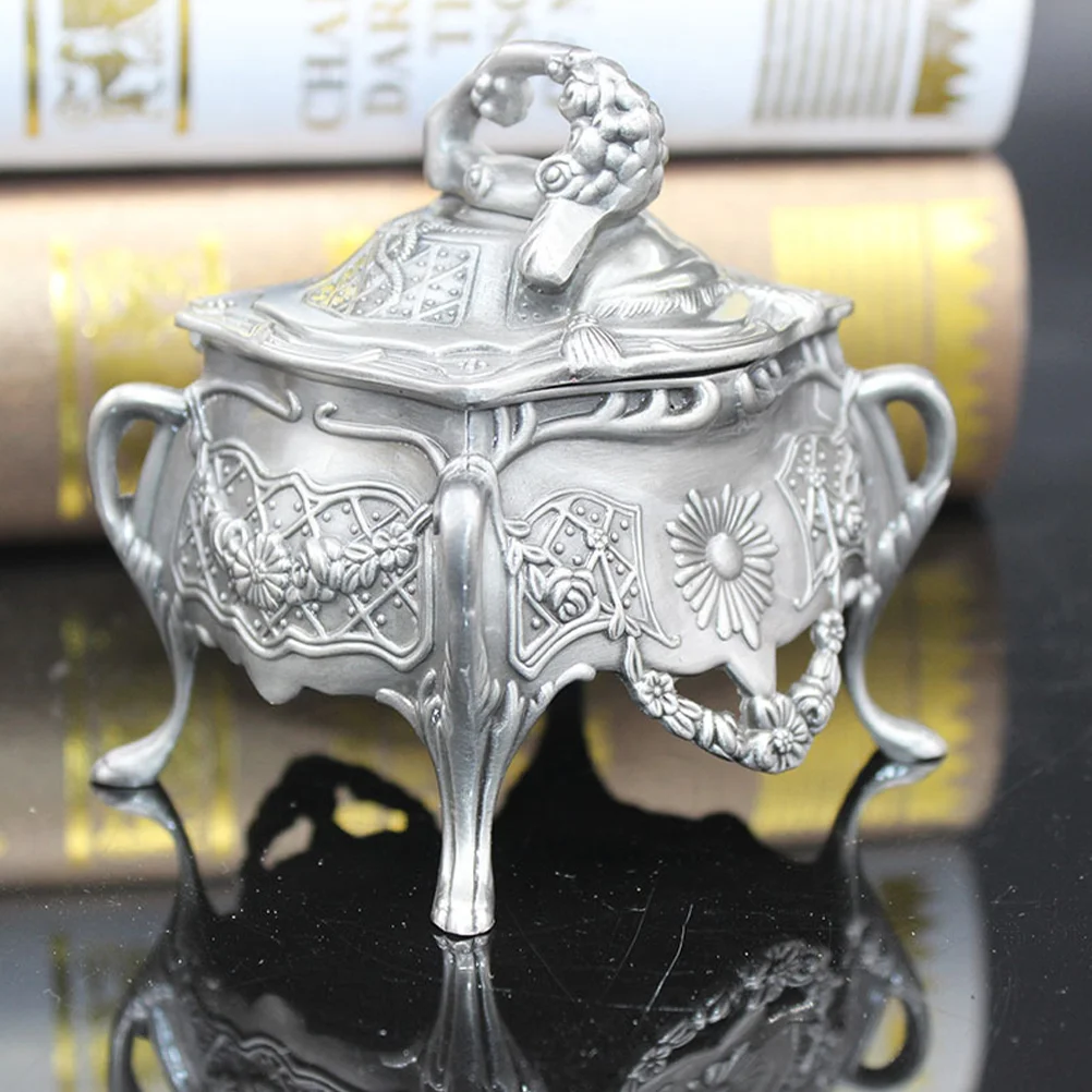 

Earring Storage Case Metal Jewelry Holder Alloy High-foot Container Cases Goth Jewellery