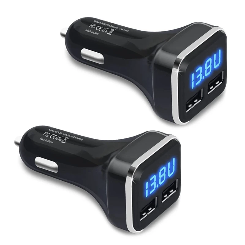 

2X Car Charger Volt Meter Car Battery Monitor With LED Voltage & Amps Display, For Iphone 11 / Xs ,Galaxy S20 / S10