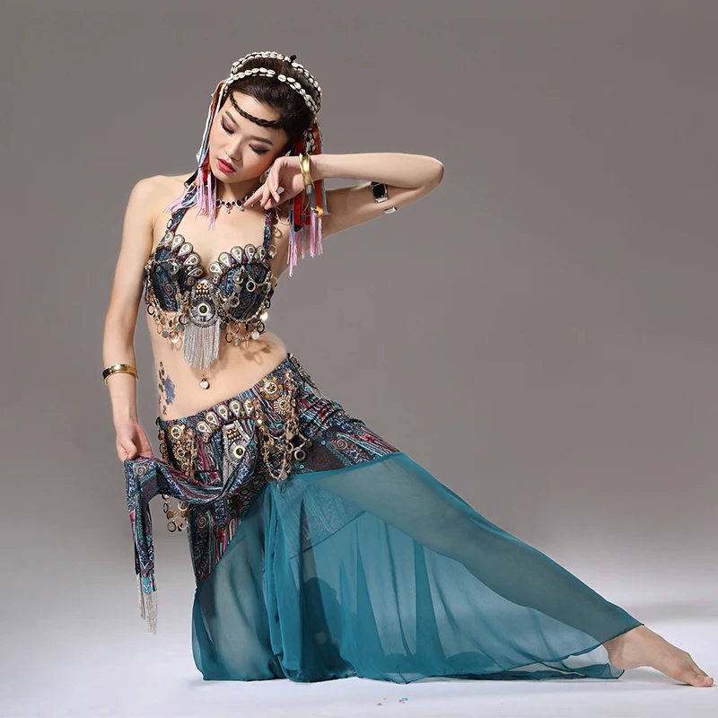 Этнический костюм для Танцев Живота винтажный выступлений Женская юбка одежда