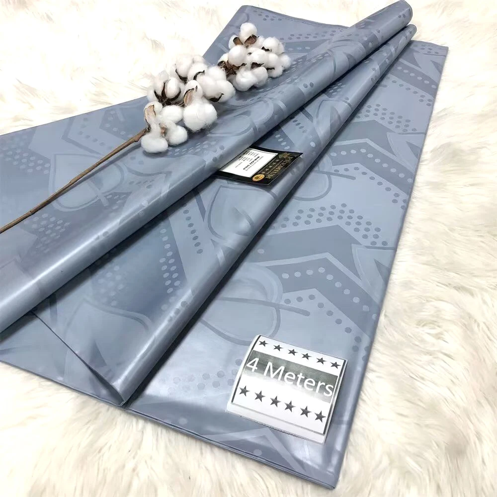 

African Bazin riche fabric embroidered 2022 Newest Grey high quality Bazin riche cotton fabric 5 yards lace fabric Women Men