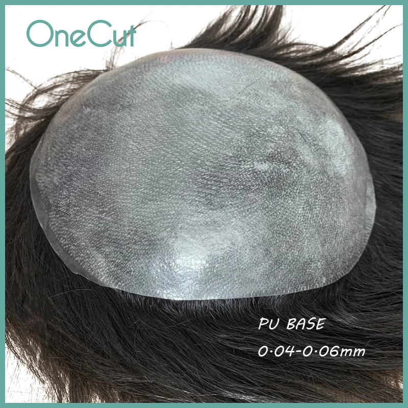 Thin Skin Pu Base Men Toupee V-loop Male Wigs Invisible Natural Hairline Real Human Remy Hair Replacement Capillary Prosthesis