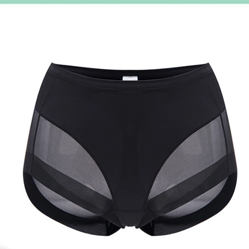 

Medium waist women's briefs transparent mesh and abdomen comfortable ice silk underwear chastity