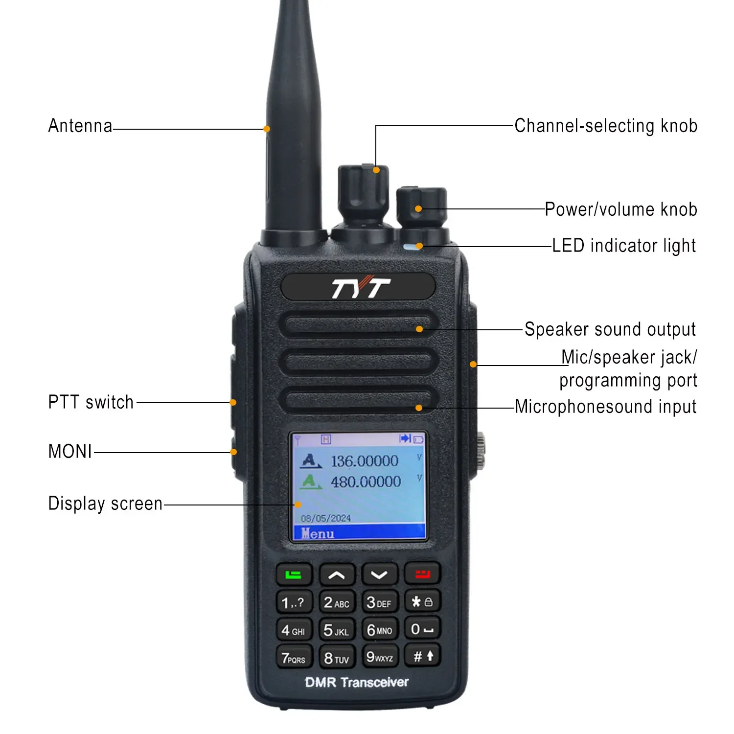 Портативная рация 10 Вт TYT MD-UV390 PLUS Aes256 радио GPS батарея IP67 водонепроницаемая VHF/UHF