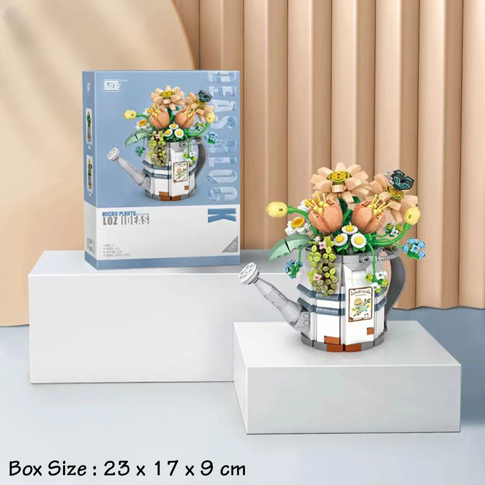 МИНИ-идеи лейка для цветов строительный блок в горшке MOC креативный букет