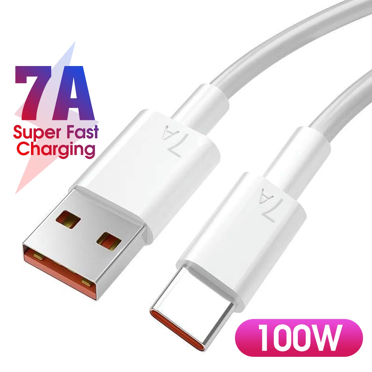 

7A USB Type C Super Fast Charge Cable For Huawei P40 P30 Mate 40 30 USB C Charging Data Cord For Xiaomi POCO Oneplus Realme OPPO