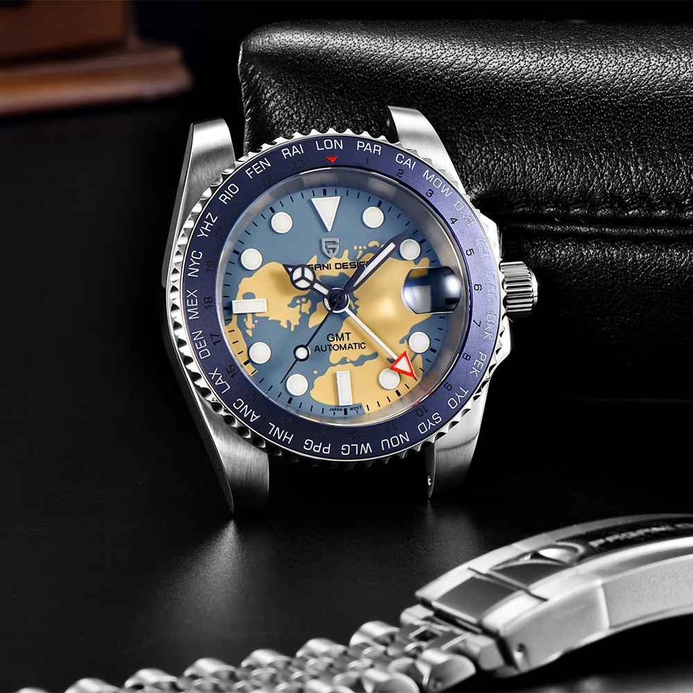 Часы наручные PAGANI DESIGN GMT NH34 Мужские механические Роскошные водонепроницаемые