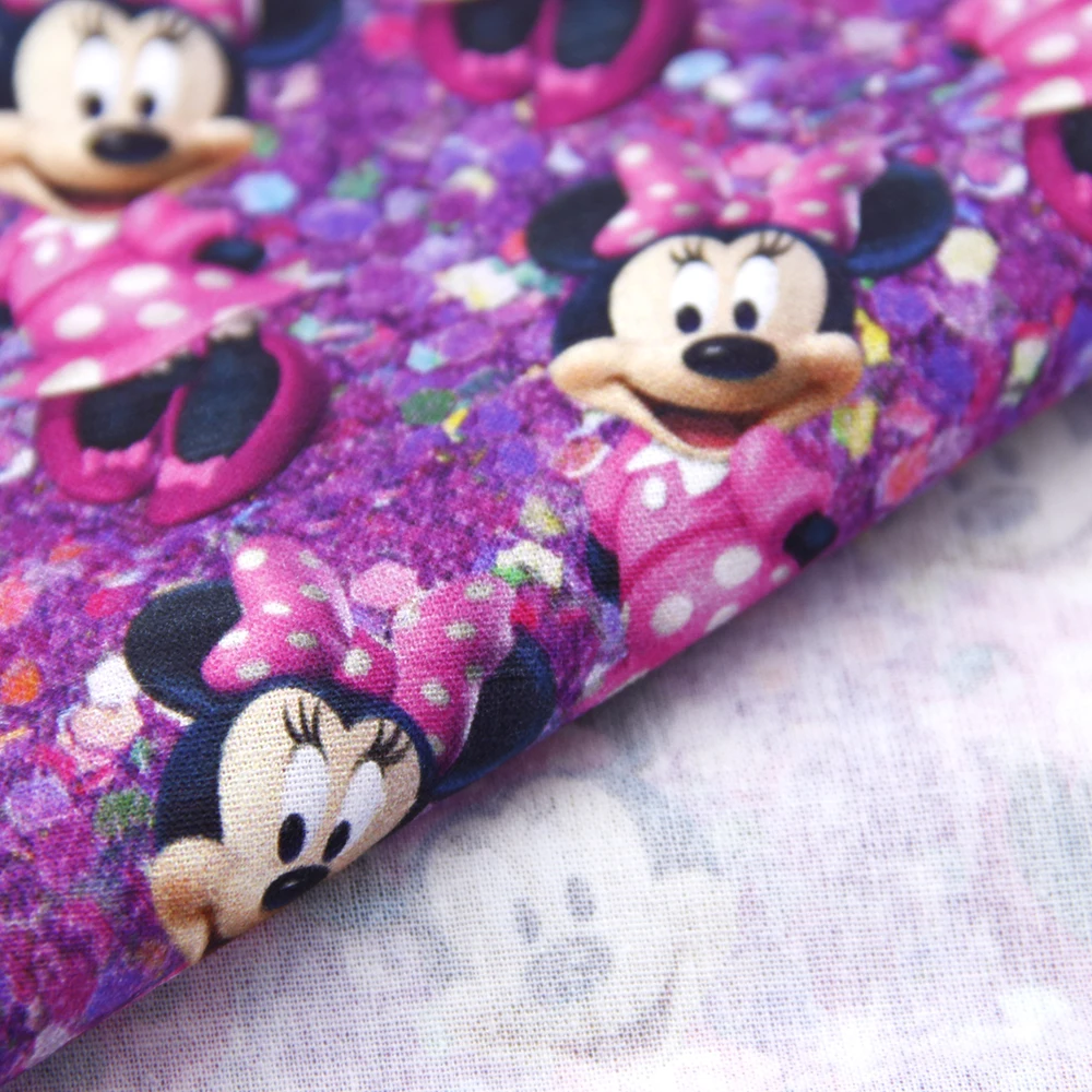 Disney Minnie Mouse 50*145cm Patchwork Polyester Cotton Fabric Tissue Sewing Quilting Fabrics Needlework Material DIY Handmade