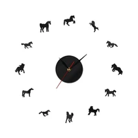 arabian horse animals long hands big time diy wall clock arabian horse diy 3d acrylic mute watch stickers for living room