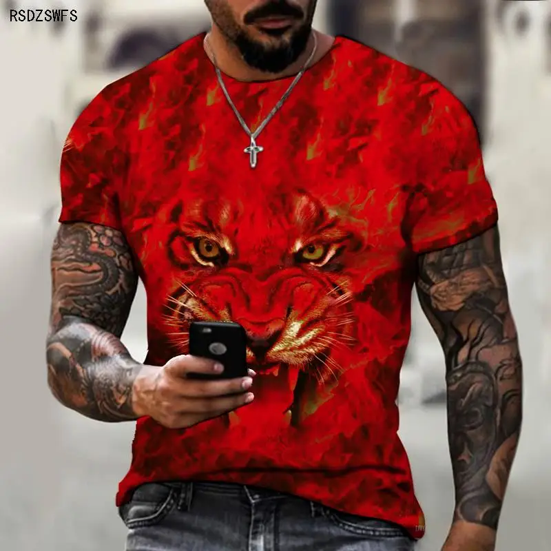 

Sonspee Camouflage Animal Hunting Lion Tiger 3d T-shirt Summer Casual Men's T-shirt Fashion Street Wear Hip-hop Short Sleeve