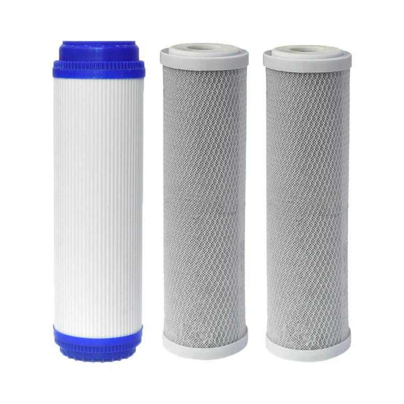 

3Pcs Water Purifier Filter 10 Inch Flat Mouth CTO, UDF Compressed Carbon Water Purifier Filter Elements Mesh Accessories