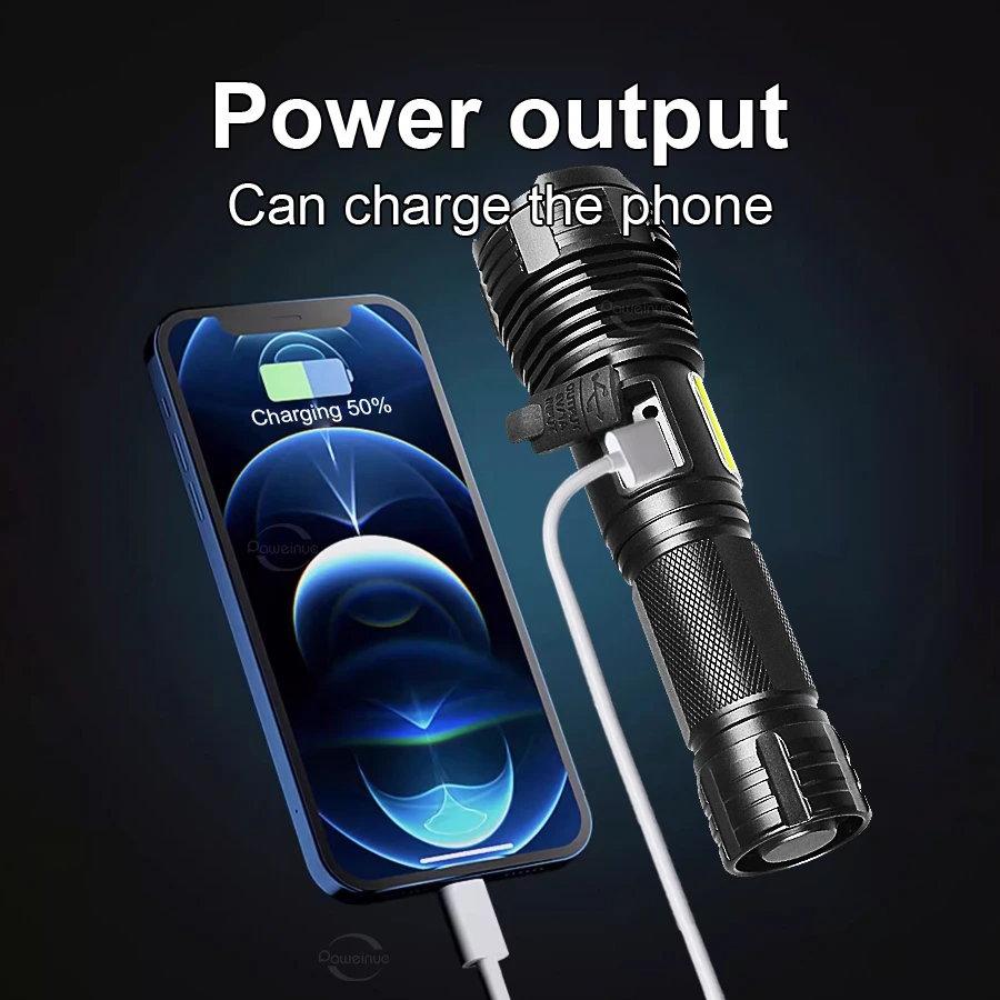 2024 супер дальний тактический фонарь мощный светодиодный фонарик перезаряжаемый