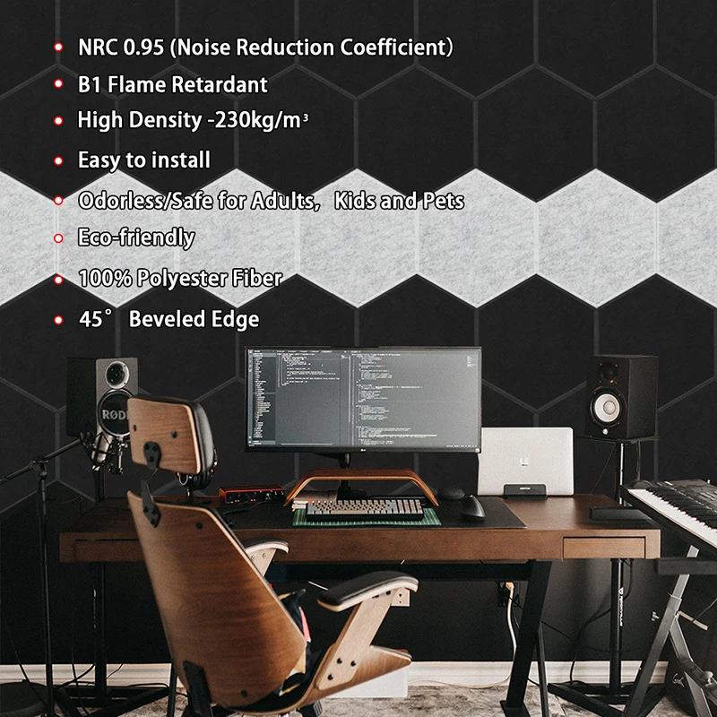 Acoustic Panel Absorcion 12 Pcs Soundproofing Sheet Sound Proof Wall Stickers Panels Decor For Home Studio Door Sealing Strip