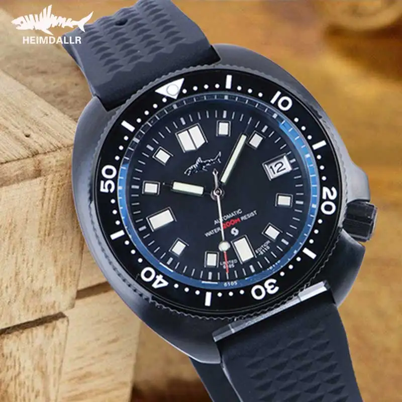 

Heimdallr Sharkey Men's Diver Watch Sapphire Black PVD Coated Case Luminous Dial 200M Water Resistance NH35A Automatic Movement