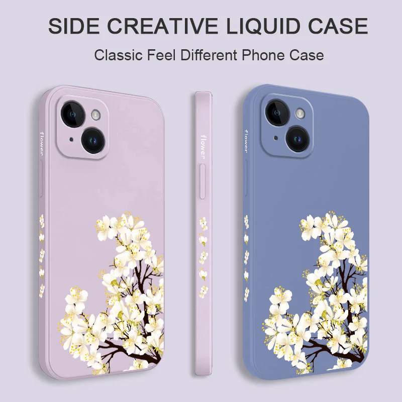 Чехол для телефона с цветами iPhone силиконовый чехол 16 15 14 13 12 11 X XS SE2 SE2020 8 7 6 6S Plus Pro Max