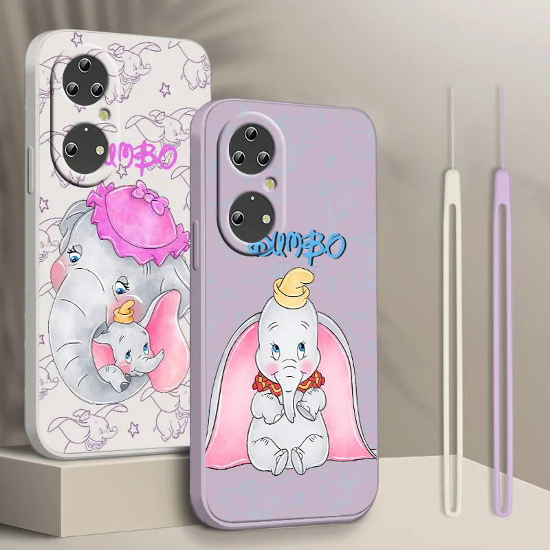 

Cute Disney Dumbo For Huawei Y90 Y61 P50 P40 P30 P20 10 P Smart Z Pro Lite Plus 2021 Liquid Rope Phone Case