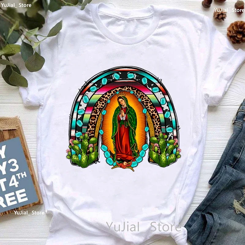 Женская летняя футболка с принтом Девы Марии гвадалавера
