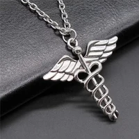 caduceus medical symbol md pendant necklace for women men choker jewelry accessories gothic male aesthetic designer angel wings