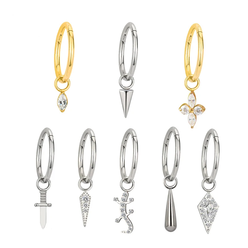 Титановые серьги-подвески CZ для пирсинга Helix Conch женщин