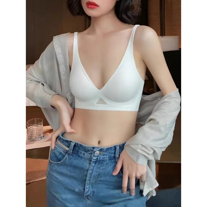 

Jelly Stick Seamless Underwear Women's Summer Thin Breathable Comfortable Chest-Flattering Small Wireless Soft Support Sleep Bra