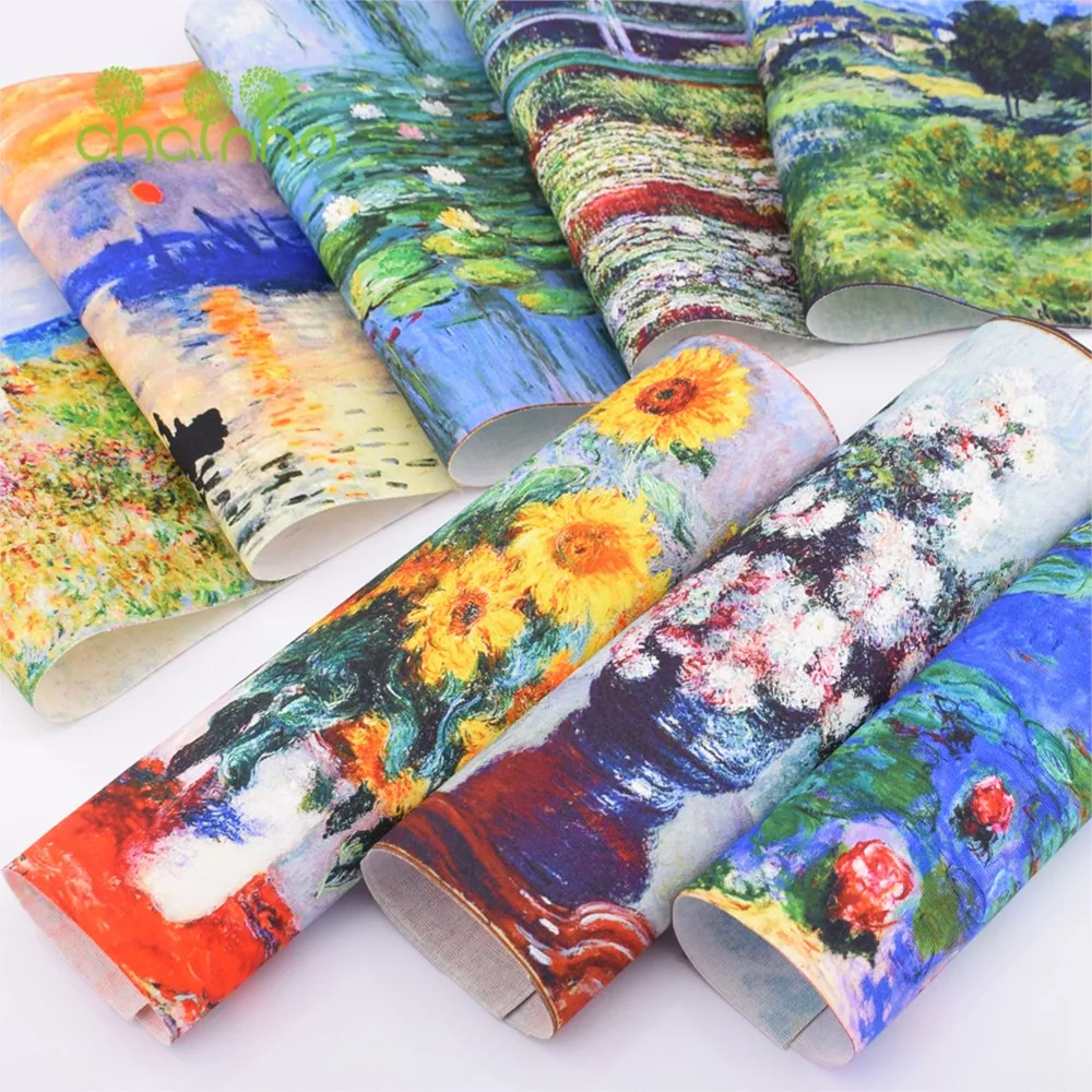 

Hand Dyed Cotton Canvas Fabric,Oil Painting Series,For DIY Sewing Quilting Purse,Bag,Book Cover,Home Decoration Material,20x25cm