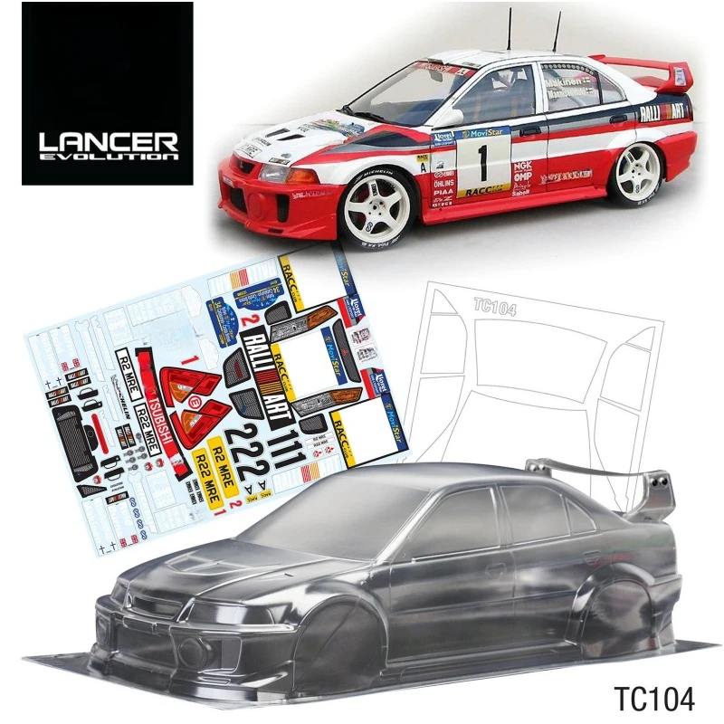TC104 1/10 Lancer Evolution V прозрачный корпус RC ралли автомобиль 257 мм Tamiya шасси tt01 tt02 tl01 ta03