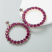 sexy rhinestone large round earrings suitable for womens fashion shiny purple crystal earrings bridal party earrings jewelry