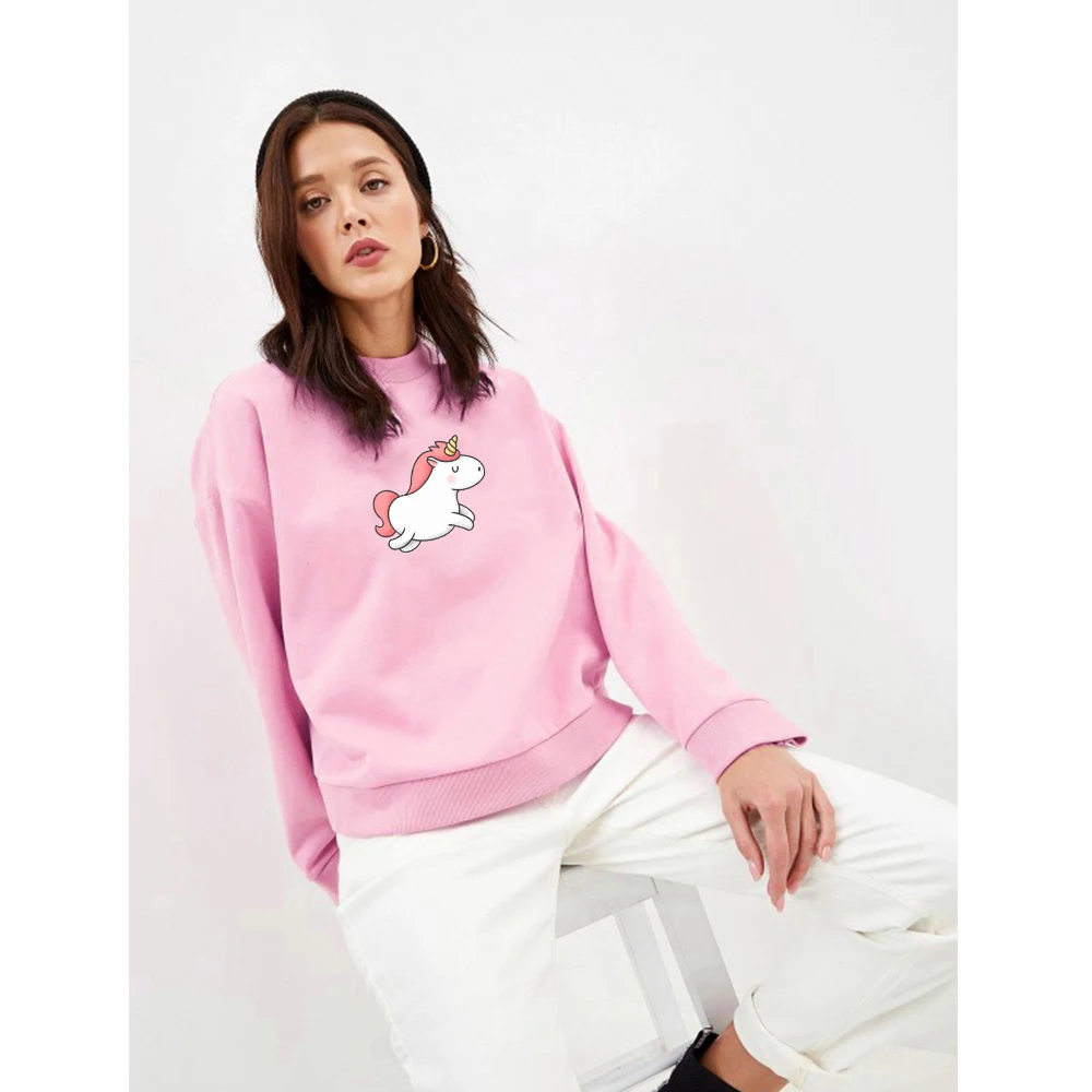 

Women Hoodies Fleece Dog Printed O Neck Thick Hoody Colorful Sweatshirts Casual Long Sleeve Vintage Y2k Harajuku Tops Pullovers