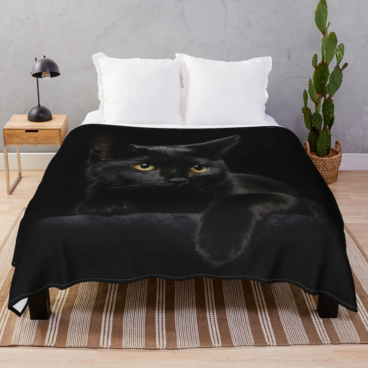

Black Cat Blanket Fleece Spring/Autumn Ultra-Soft Throw Blankets for Bed Home Couch Travel Cinema