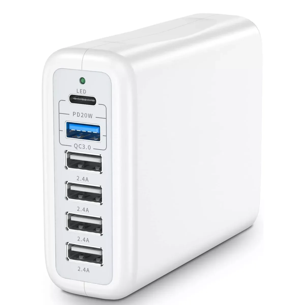 

USB Charger Station PD3.0&QC3.0 Fast USB C Charging Station Multi 6 Ports Desktop 100W Block Rapid Wall Charger Power Hub