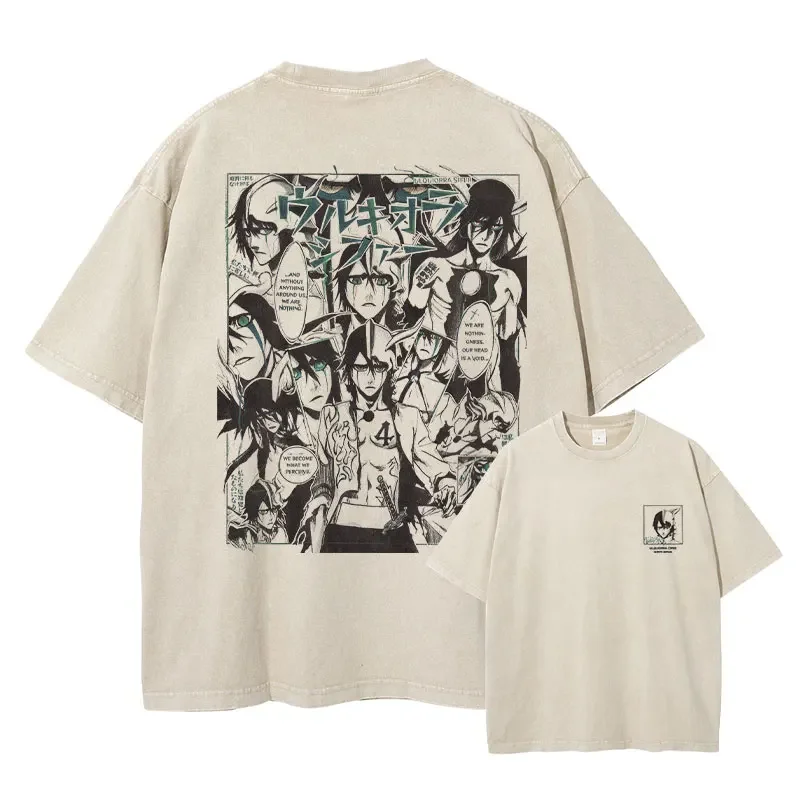 Футболка Grimmjow Aizen Ichigo винтажные потертые футболки в стиле аниме уличная одежда
